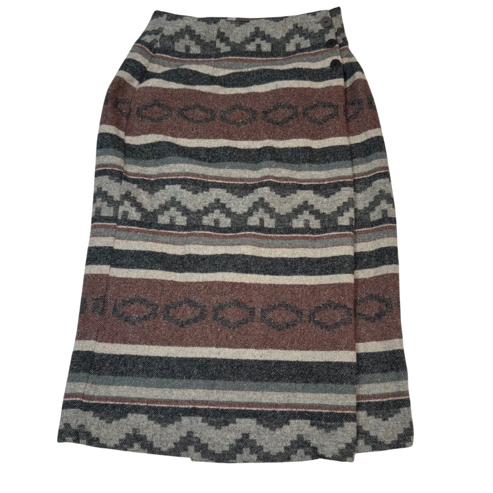 VTG Women 13/M Southwestern Aztec Maxi Wrap Skirt Boho Cowgirl Tribal Festival